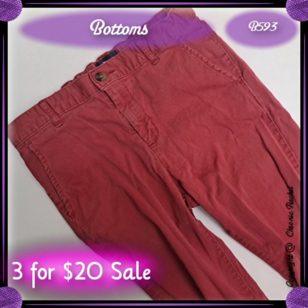 Red Straight-Leg Adjustable-Waist Bottoms